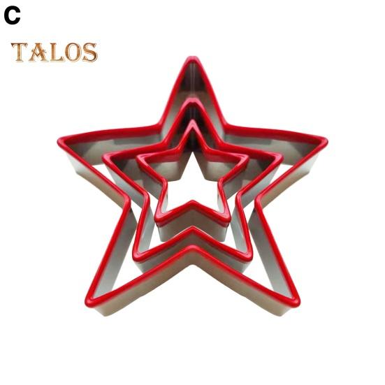 3Pcs Biscuit Mold Durable Stainless Steel Christmas Tree Star Shaped Cookie Cutter for Festive Holiday