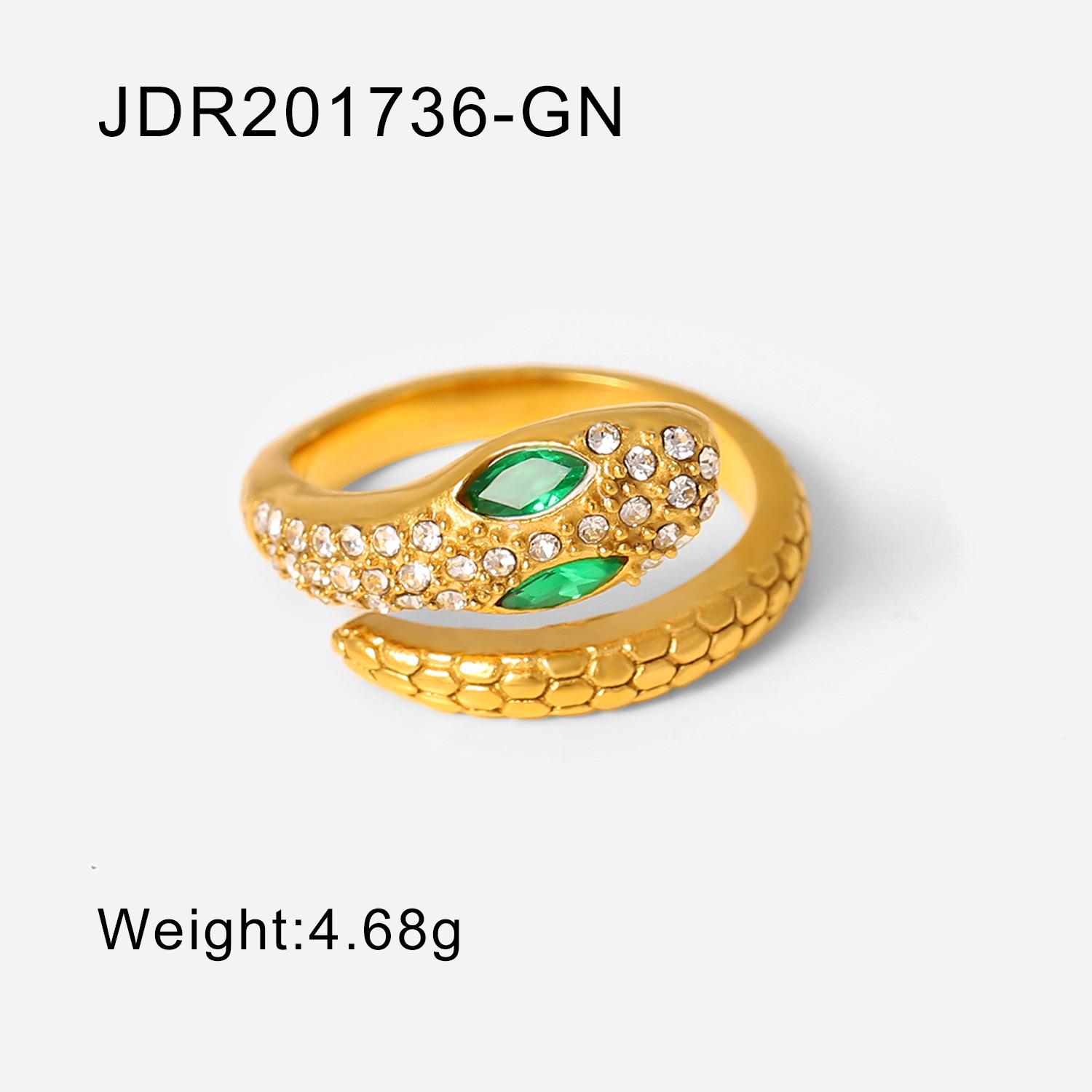 Unique 18K Gold Plated Serpentine Zircon Ring Jewelry, Elegant Stainless Steel Serpentine Zircon Ring for Ladies