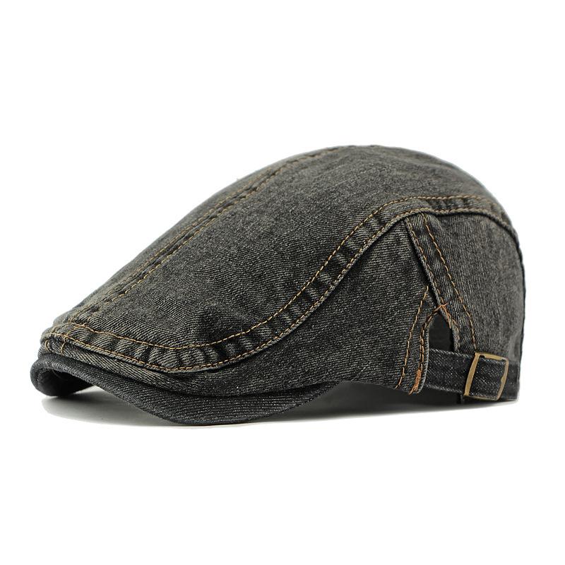 Women's Denim Beret British Vintage Forward Cap Men's Peaked Cap