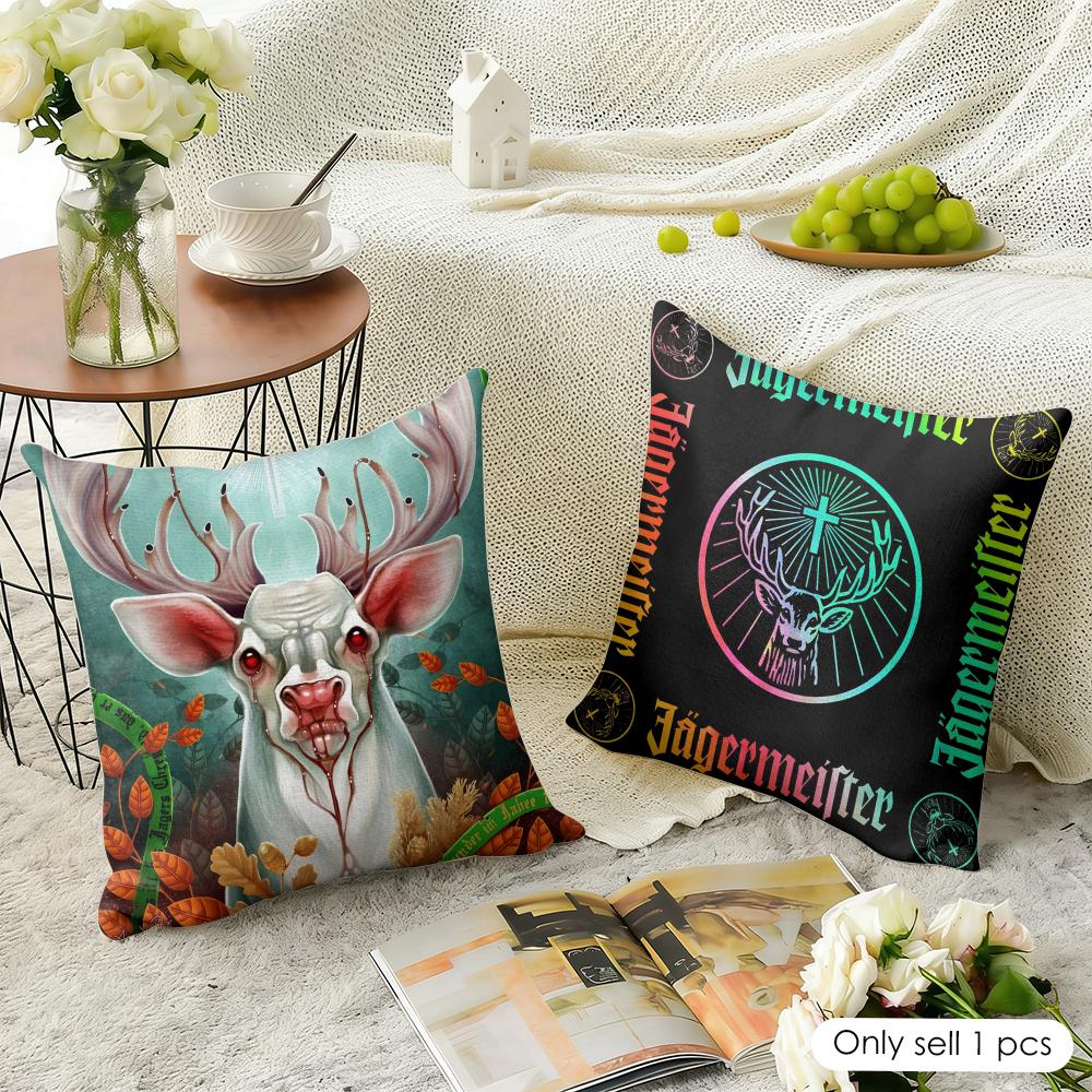 Fashion JJaegermeisterS Cushion Cover Natural Linen Organic Fabric DoubleSided Printing Sofa Home Decor Gift Pillow Case