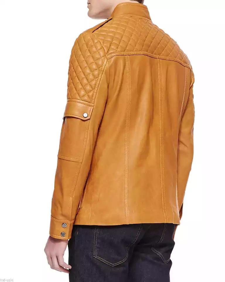 Men's BROWN Jacket Genuine Lambskin Leather Biker Motorcycle Handmade Casual Stylish