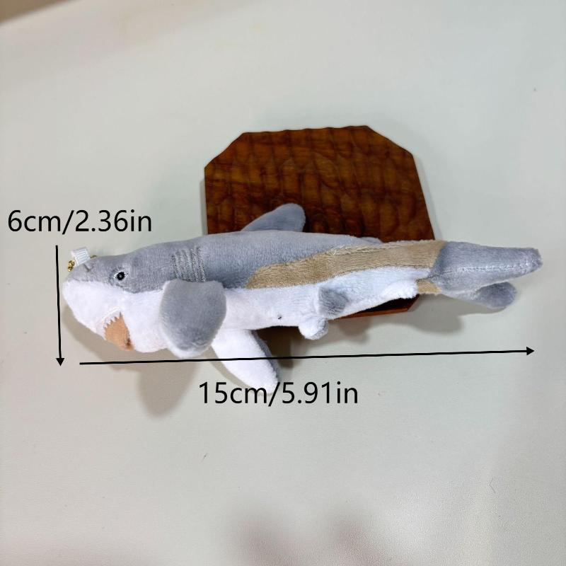 Cute Cartoon Gray Shark Plush Keychain Lovely Stuffed Doll Keyring Bag Pendant Car Key Holder Hanging Decoration Lovely Gifts