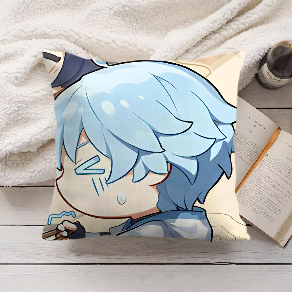 Chongyun Cute Genshin Impact Cushion Cover Silky Short Plush Invisible Zipper Dustproof Sofa Pillow Case For Home Decor
