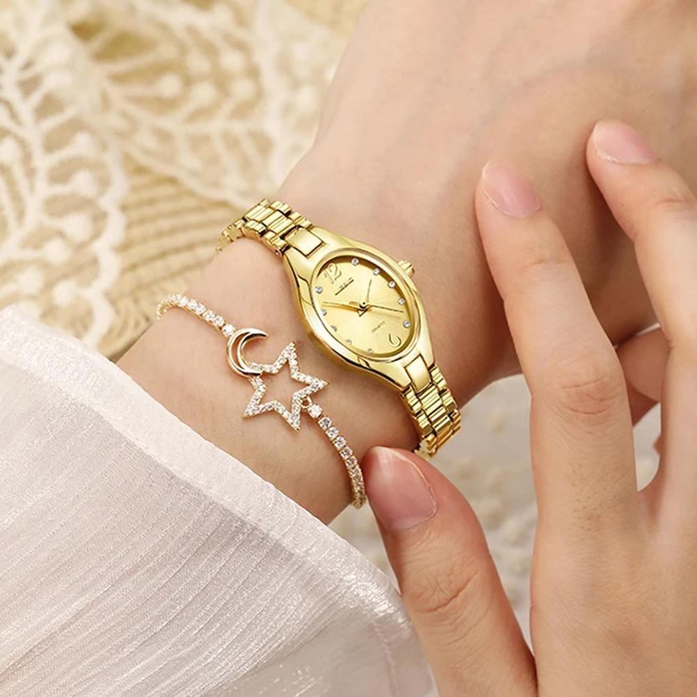 Top Brands Luxury Quartz Wristwatches Fashion Elegant Watches For Women Stainless Steel Strap Watch