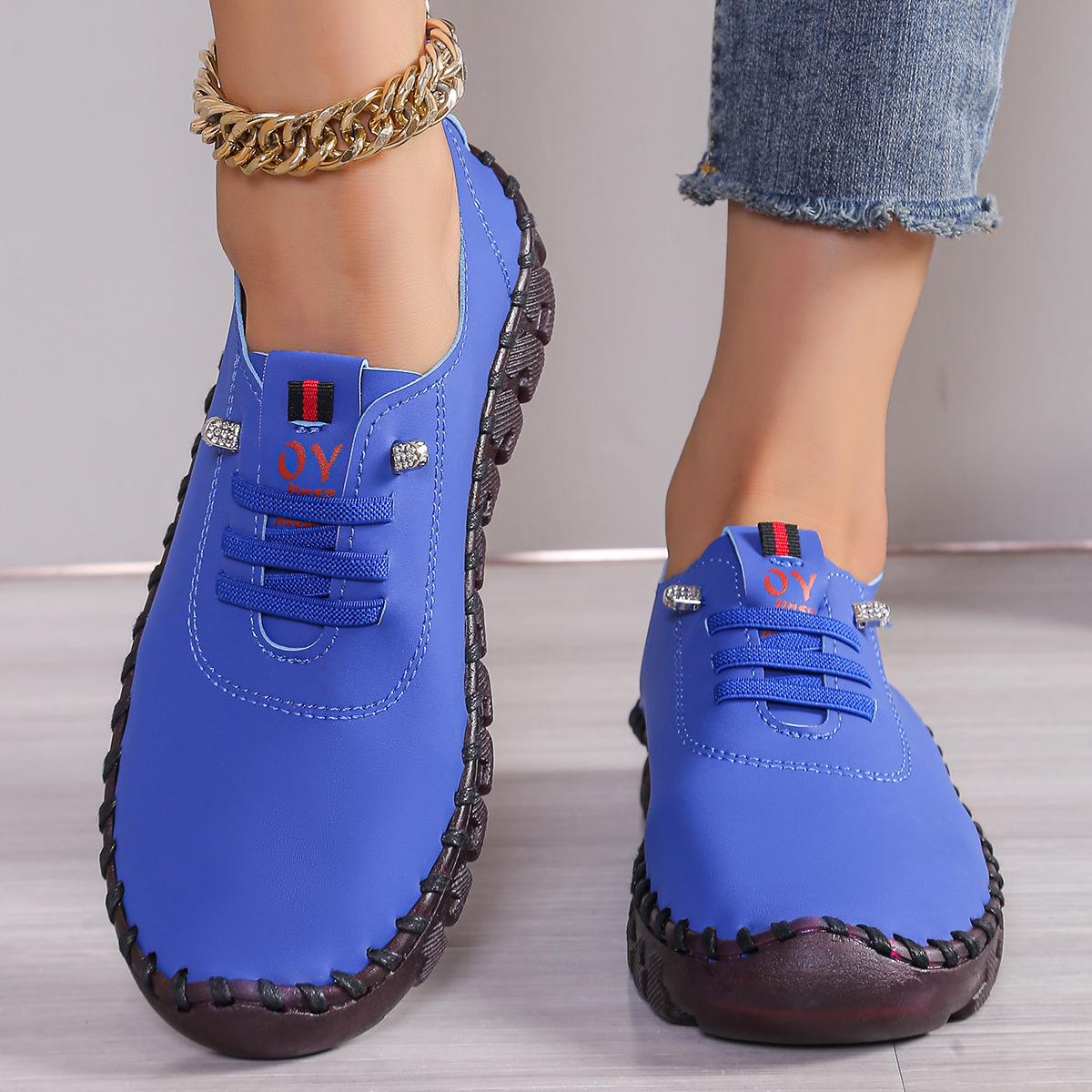 35-45 Женские мягкие лоферы из искусственной кожи Повседневная обувь на шнуровке Кожаные туфли на плоской подошве Изготовленные вручную кожаные туфли-оксфорды с мягкой резиновой подошвой 41 синий 1840₽