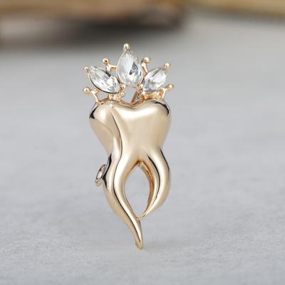 Crown Tooth Shape Brooch for Women - Rhinestone Metal Fashion Accessory KTJ
