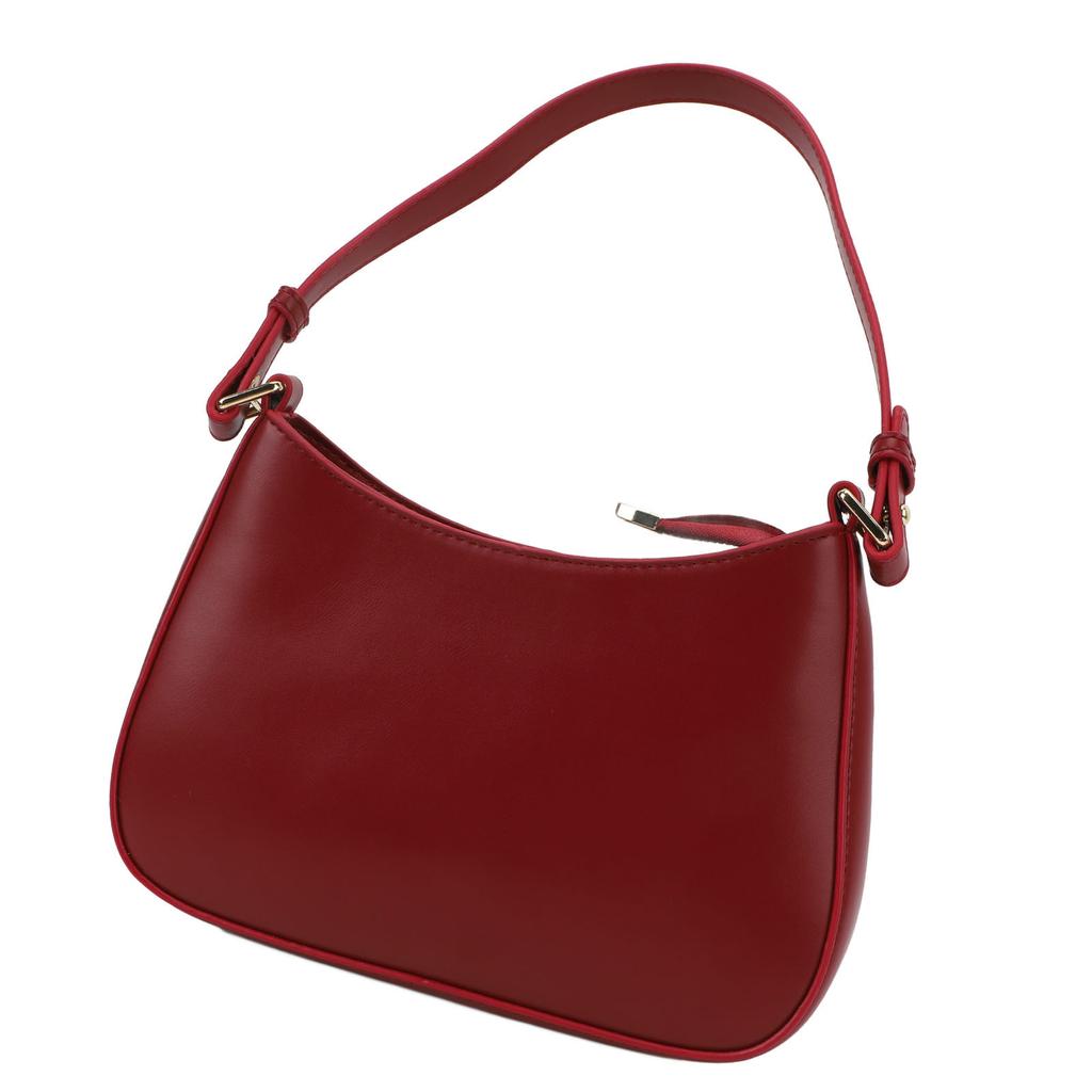 Women Shoulder Bag Retro Underarm Purse Small Handbag Lady PU Leather Vintage Bag with Adjustable Strap Red