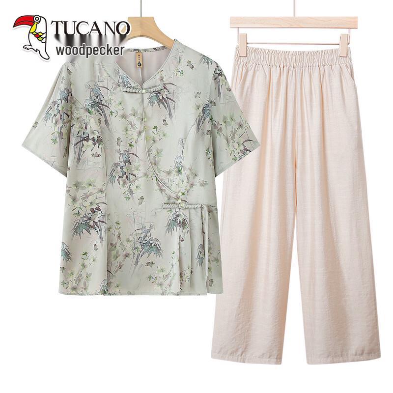 TUCANO New Chinese Style Middle-Aged Women s Shirt & Pants Set XL
