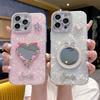 Applicable To Iphone17Promax Mobile Phone Case Apple 16 Round Pearl Mirror 15 Love 14 All-Inclusive Edge Rhinestone