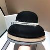 High-Grade Wool French Hepburn Wind Lampshade Top Hat European And American Retro Celebrity Wind Rhinestone Ceramic Curved Brim Basin Hat Female Tide