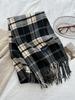 Damen Preppy Stil Klassischer Karierter Gestrickter Schal Kopftuch Dame Lässig Quasten Schal Mujer Foulard Wickeltuch Schal Winter Neu Koreanisch