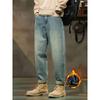 Foreign Trade Surplus Vintage Casual Fleece-Lined Thickened Men's Jeans Winter 2023 New Trendy Brand Loose Straight Long Pants