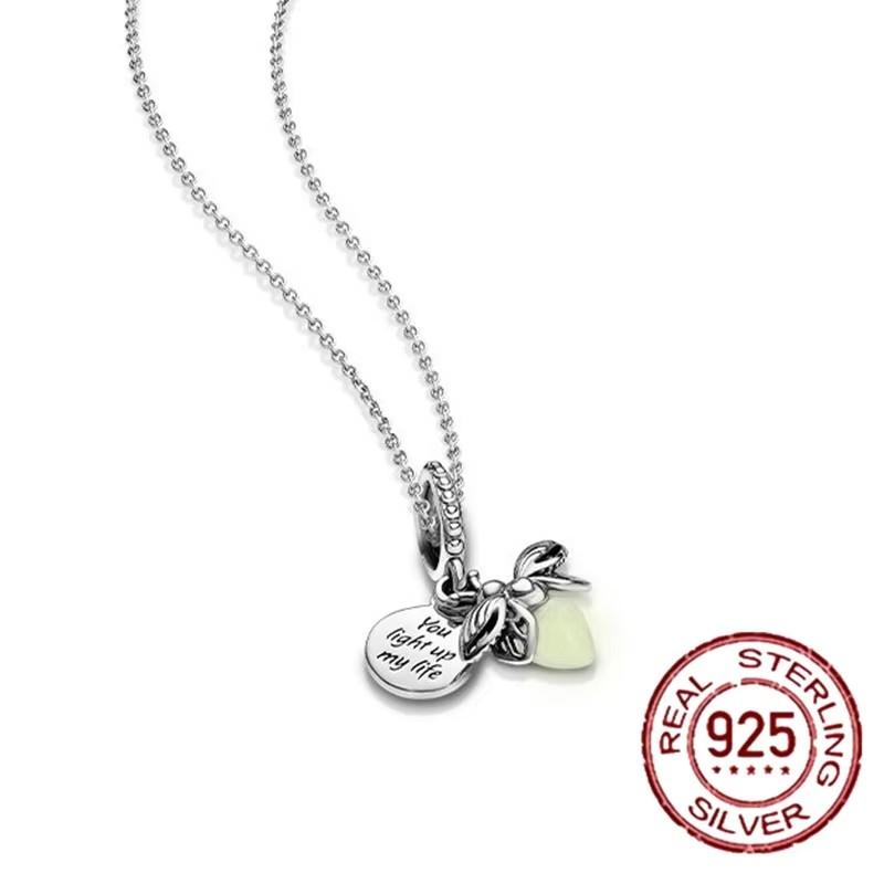 Luminous Firefly Love Gift 925 Silver Charm Beads fit Original Charms Bracelet Accessories Necklace Silver Jewelry DIY