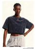 Women's Washed Vintage Cropped T-shirt: Heavyweight 230g Pure Cotton, Retro Loose Fit, Short Sleeve Waist-Length Top