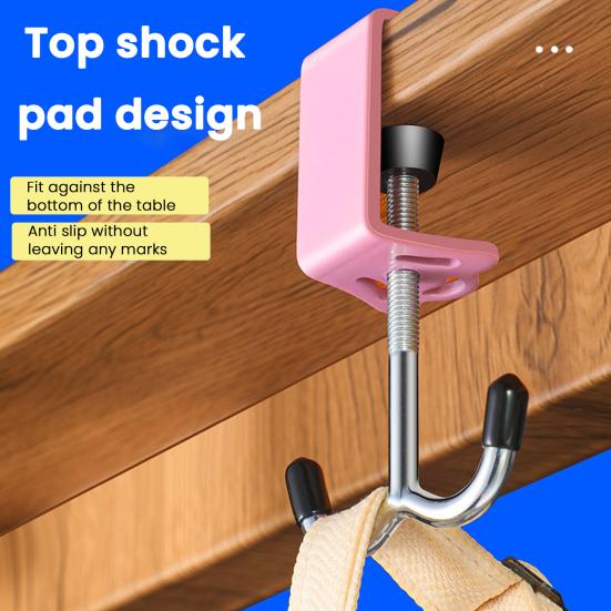 

6Pcs Desk Bag Hangers Storage Hooks Strong Load-bearing Easy Installation Multipurpose Desk Mount Backpack Hanger Holder A чорний