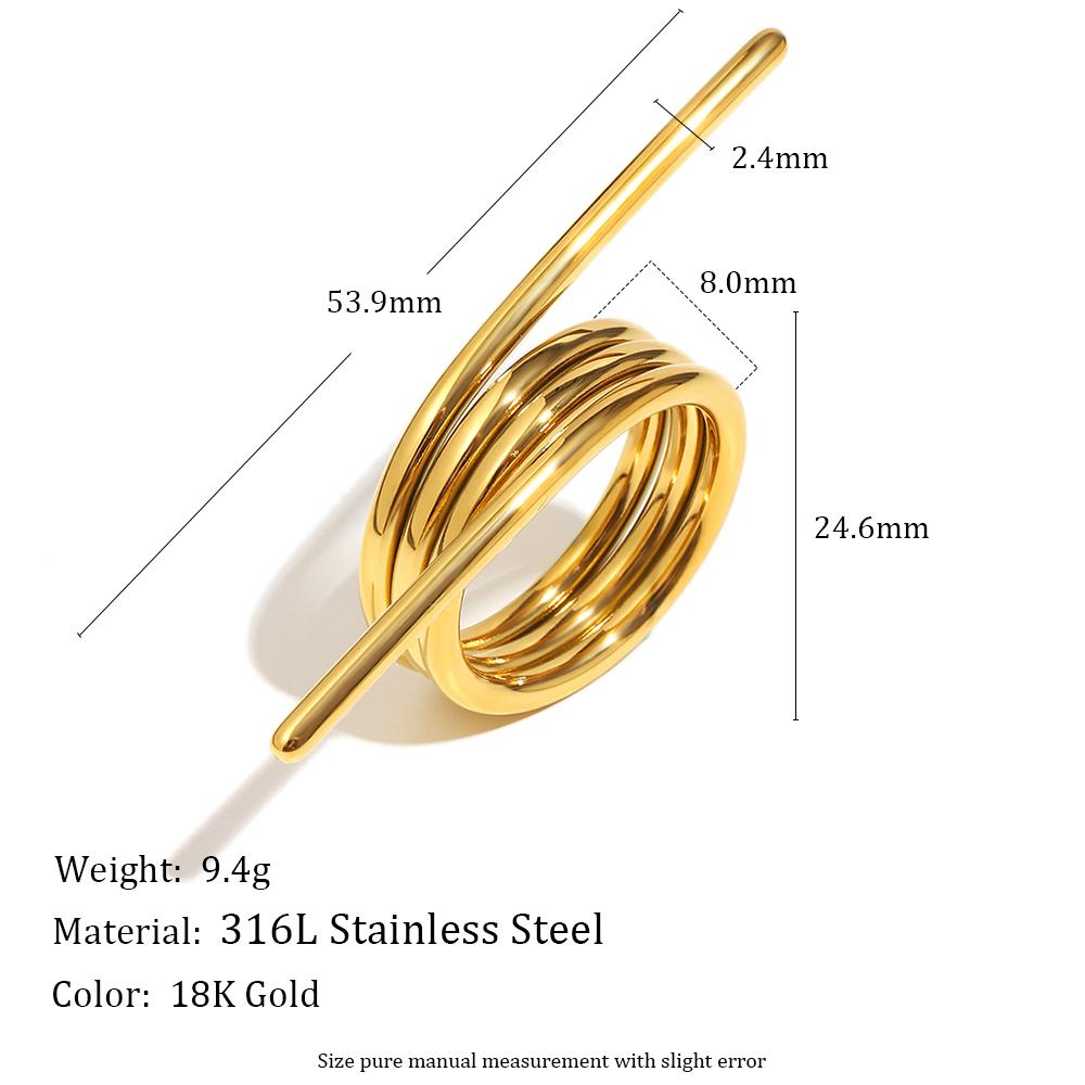 

MamacitaSlay 316L Stainless Steel Line Wrapping Ring Waterproof 18K Gold Plated Jewelry Women s Unique Cool Ring 2026 Gift 7 золотой