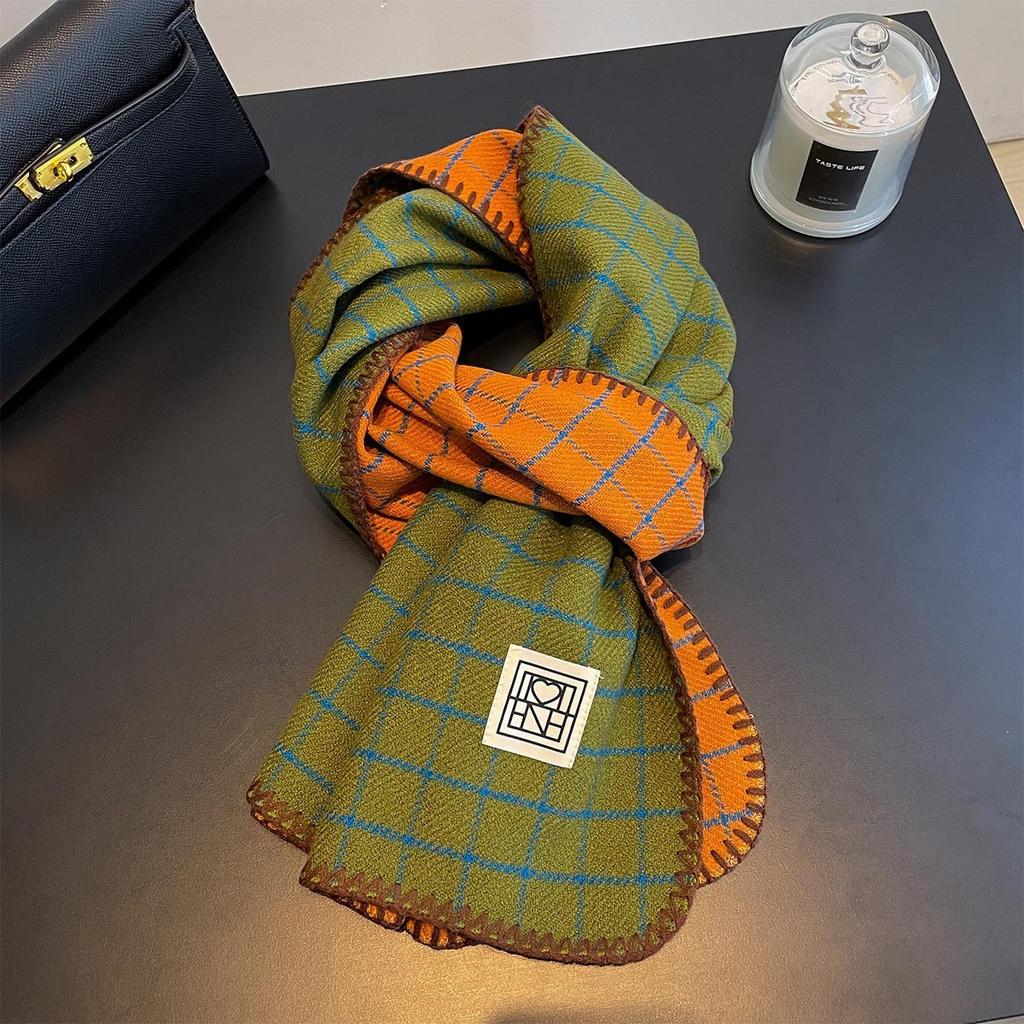 Korean Plaid Scarf Women Winter Classic Warm Imitation Cashmere Scarves Thick Bandana Fashion Luxury Shawl Wrap Bib Neckerchief