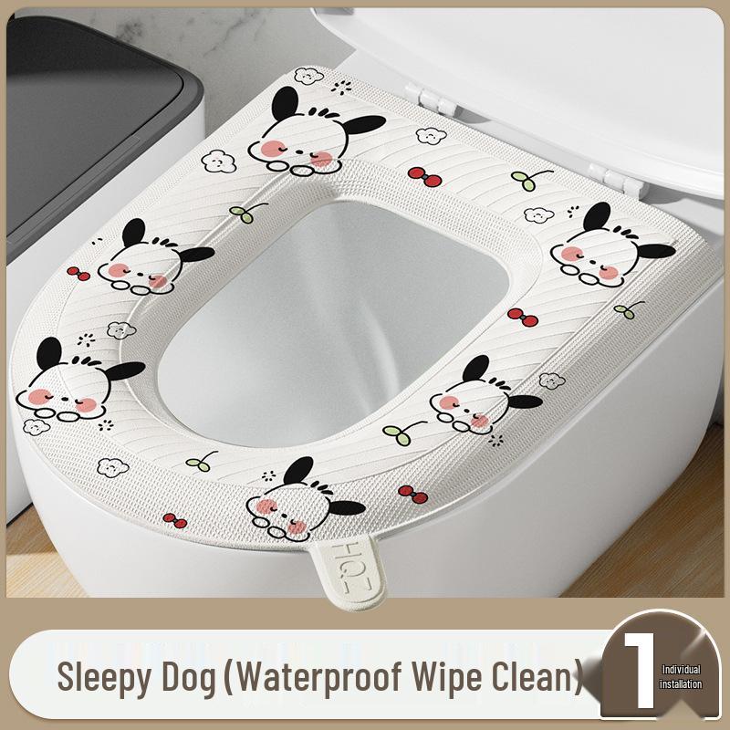 Four-Season Waterproof Toilet Seat Cushion with Lid and Thickened Pattern Cover