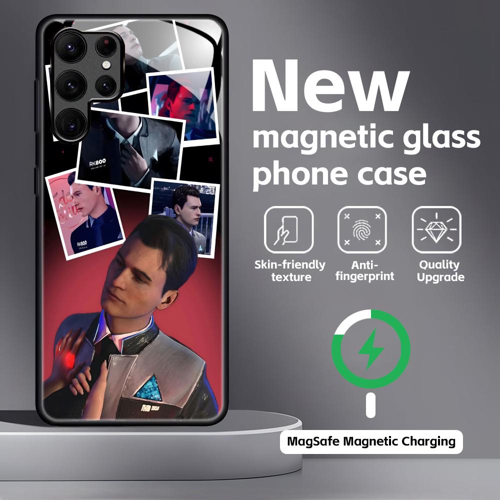 

Classic game Detroit Become Human Phone Case For Samsung S26 S25 S24 S23 S22 S21 Plus Ultra Note20 Glass Magnetic Case Galaxy S24