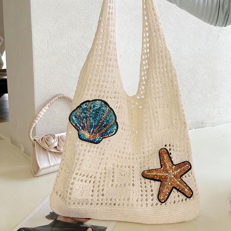 Yogodlns Wool Large Capacity Knit Bag Shoulder Shopping Bag for Women Cotton Girls Tote Bag Female Handbag Crochet Bag