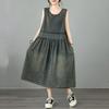 Sleeveless Plus Size Vintage Floral New In Dresses for Women Casual Loose Long Summer Denim Dress