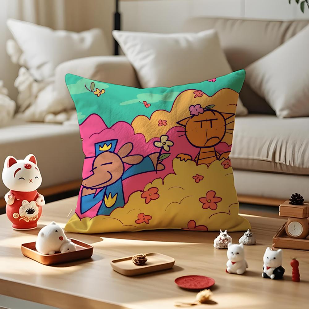 DOG MAN Anime Cushion Cover Anti-dustmite Pillowcase Invisible Zipper Silky Short Plush Sofa Cushion Cover