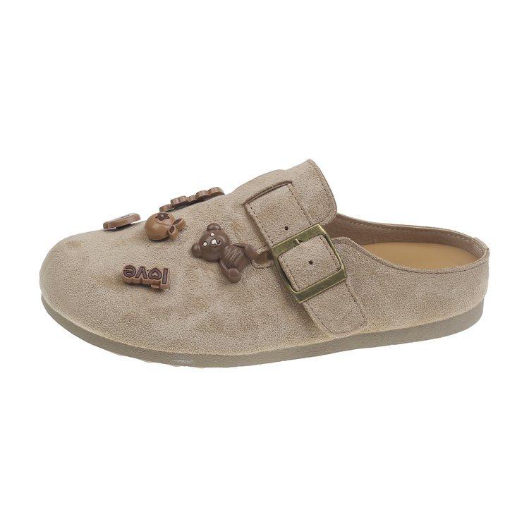 Retro Birkenstocks soft-soled outer wear autumn new casual cute bag head Boken half-drag 35 абрикосовый
