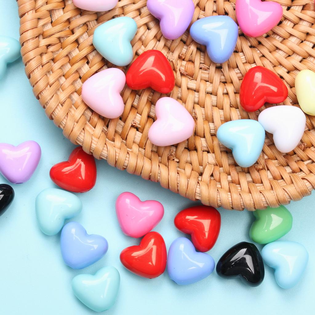 50Pcs Jewelry Findings Acrylic Bracelet Necklace Accessories DIY For Jewelry Making Charms Heart Beads Loose Beads