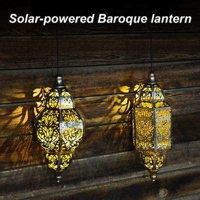 Hanging Solar Lantern Hollow Out Moroccan Lantern Waterproof Outdoor Solar Lanterns for Garden Patio Yard Front Porch Decoration