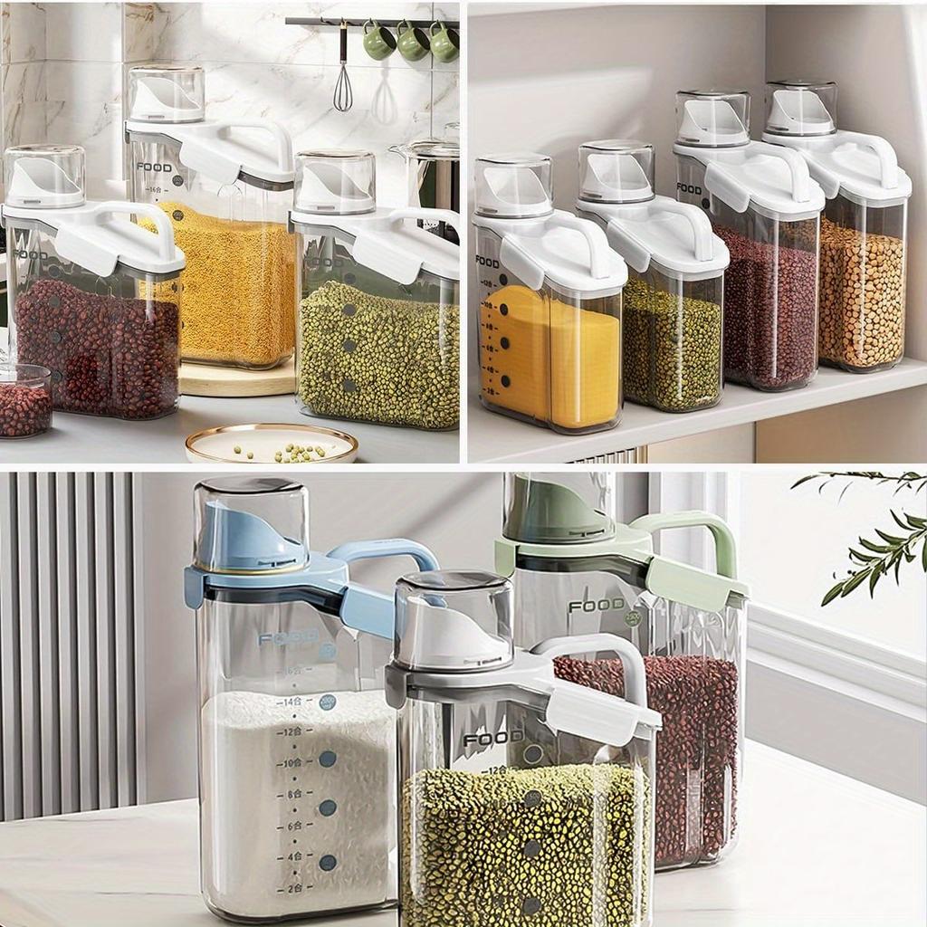 2pcs 2.8L Airtight Cereal Containers with Pouring Spout , Measuring Cup , BPA Free Plastic, Reusable, Square Design for Flour, Grain, Rice Storage