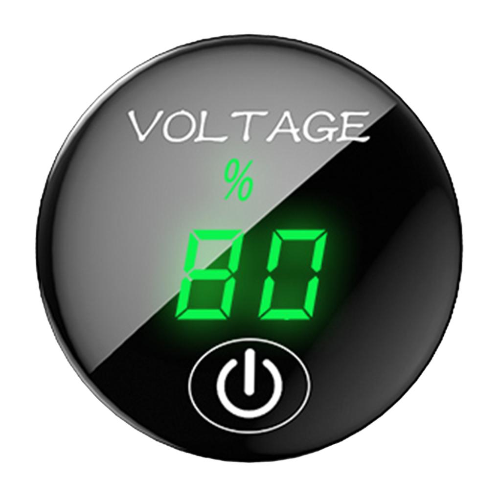 Motorcycle Car Volt Voltmeter 5V-48V Digital LED Display Voltage Meter Round Panel for Vehicle and Marine Use
