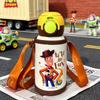 Cartoon leather cup cover bouncing 111 stainless steel thermos cup kindergarten baby drinking cup double cover straw cup