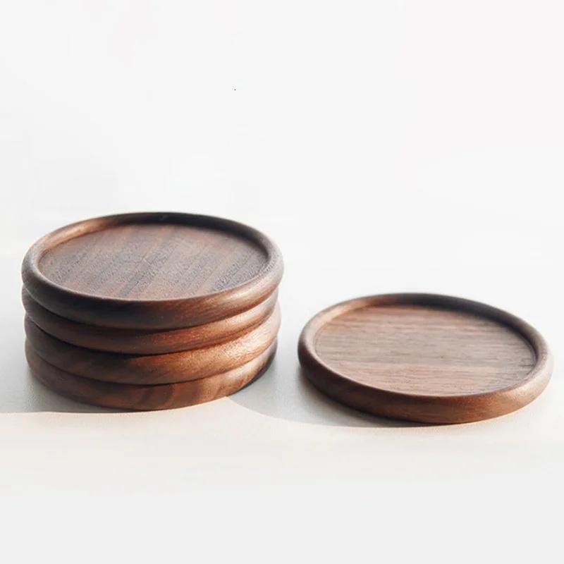 Runder Untersetzer aus Walnussholz im japanischen Stil, Getränkeuntersetzer, Tischset, Untersetzer für Tee- und Kaffeetassen, Holzuntersetzer für Gläser, Tischset