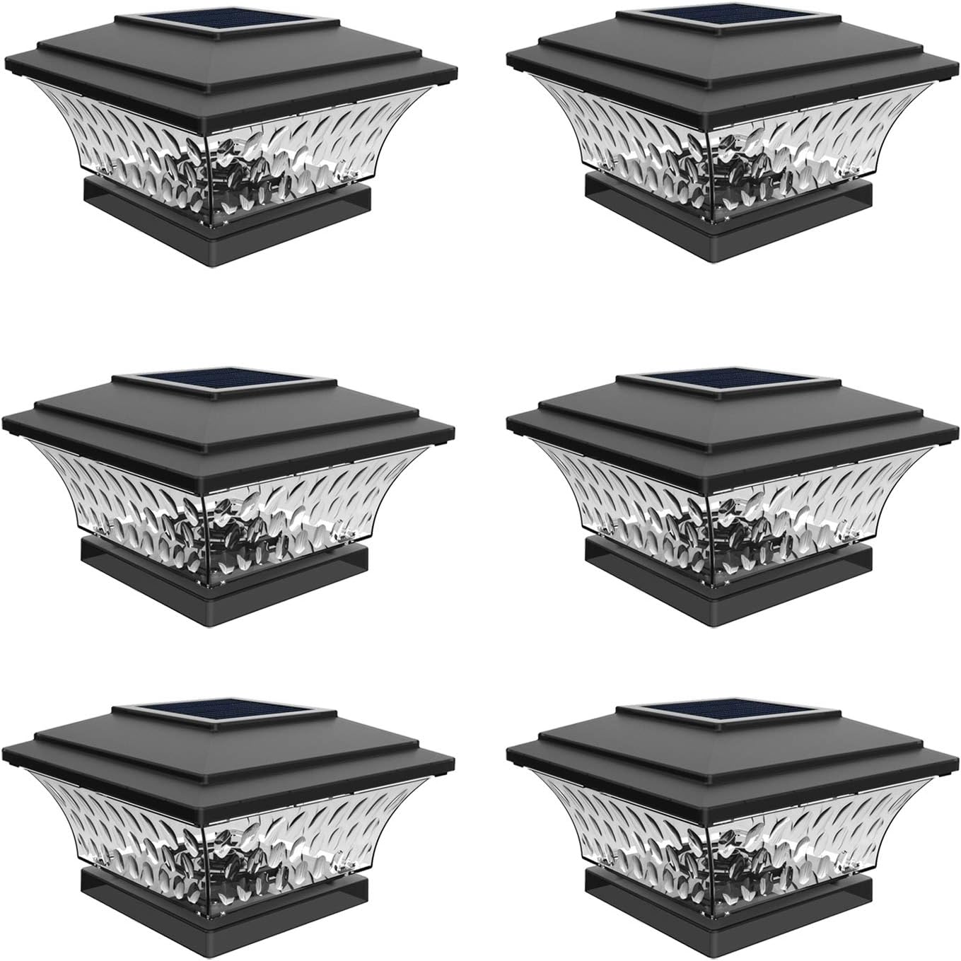 

LED Solar Post Cap Light Outdoor Light with Two Light Modes Warm White/Bright White for 4x4 Wooden Post Brushed Copper 6 Pack 6pk чорний