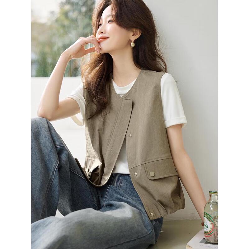 

Women s Cotton Workwear Sleeveless Vest Jacket S