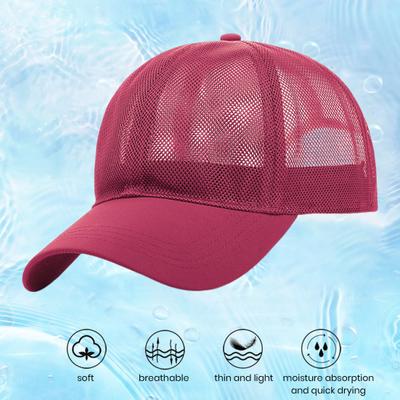 Unisex Summer Baseball Hat Hollow Mesh Good Breathability Quick-drying Long Brim Adjustable Circumference Solid Color Outdoor Travel Sport Cap