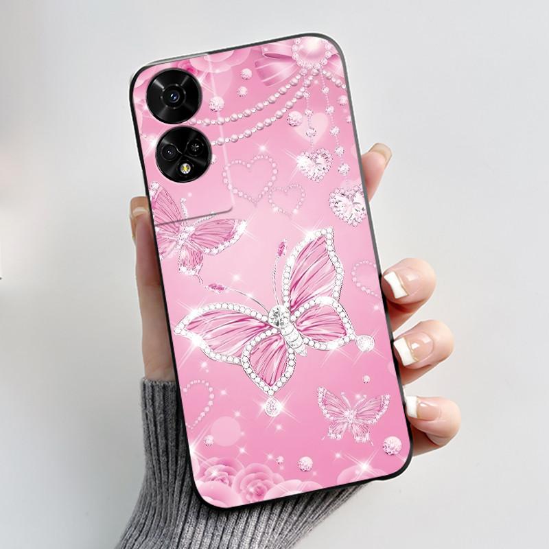 Printing Pattern Case For TCL 50 5G/TCL 50 XE Nxtpaper 5G/TCL 50XE 5G Soft Silicone Black Shell Cover Cute Flower Cartoon Casing