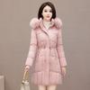 European and American winter cotton-padded women's new medium and long waist thickened cotton-padded jacket new cotton-padded coat big fur collar jack