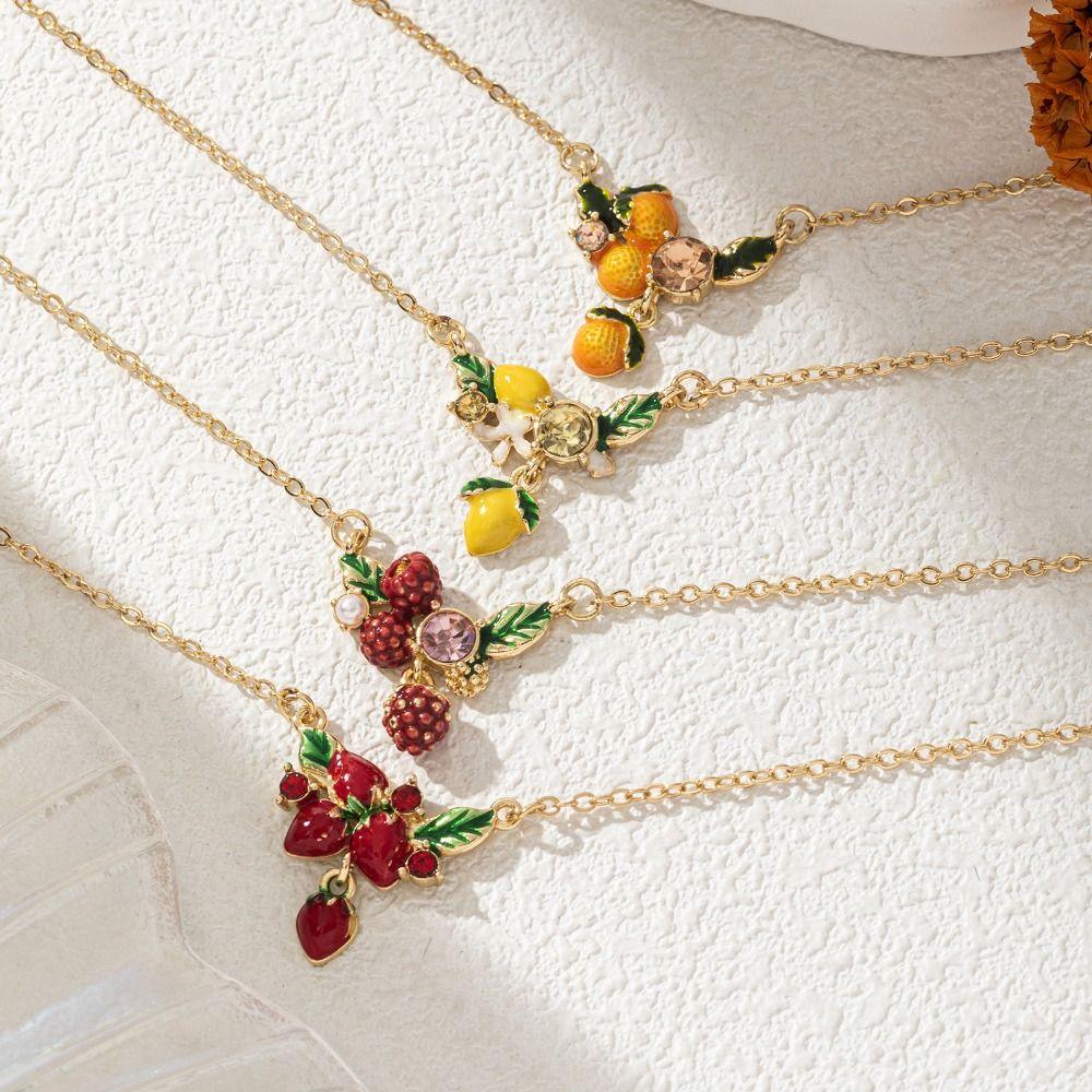 Mulberry Fruit Necklace Lemons Collarbone Chain Fashion Fruits Choker Vacation