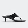 Fashion Spring Summer New Mid Heel Sandals Women's Slimming High Heels Flat Head Toe Straps Shoes Comfortable Breathable Slip-On Sandals
