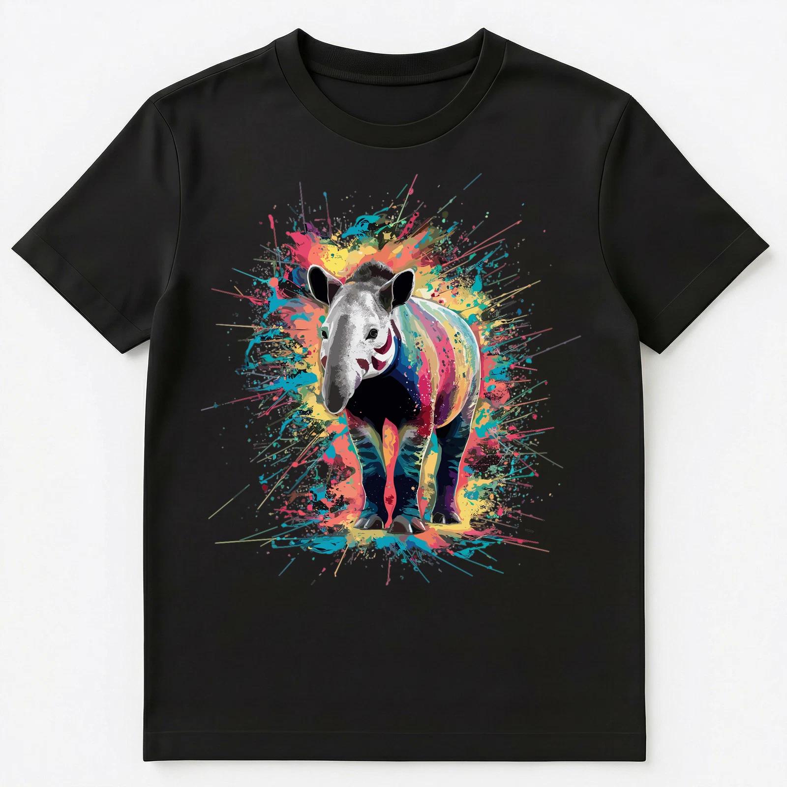 

Colorful Paint Splash Tapir Art Graphic Unisex T-Shirt XL