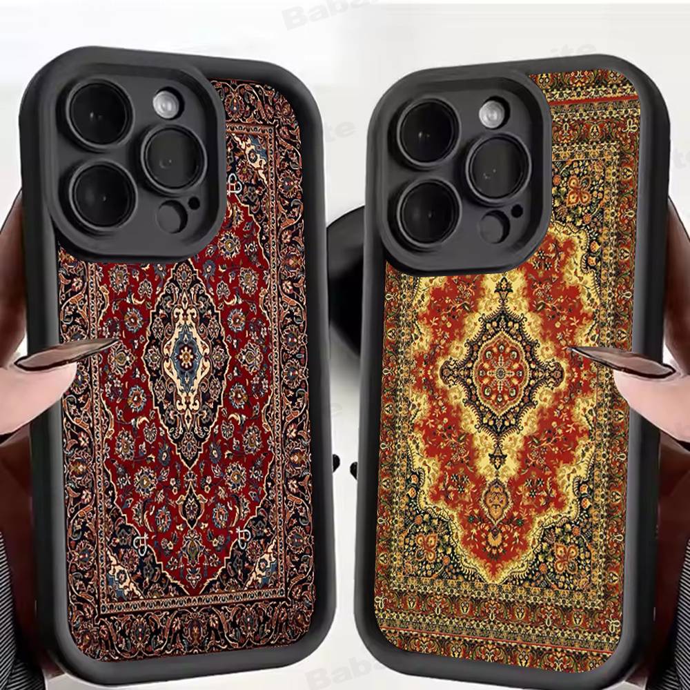 Persian Carpet Floral Art Phone Case For IPhone 17 16 15 14 Plus 13 12 11 Pro Max Air Soft Silicone Cover