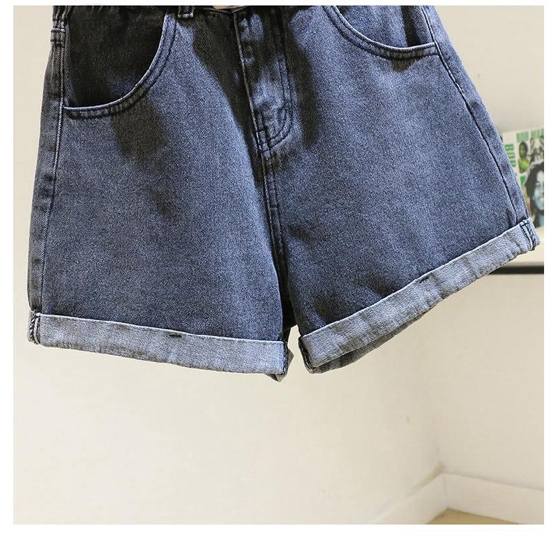 2026 Summer New Women's Denim Shorts High-Waisted Slim-Fit Versatile Student Wide-Leg Pants Rolled Hem A-Line Hot Pants Ins Trend