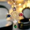 Unique Male Female Crystal Rainbow Zircon Stone Cross Pendant Necklace Cute Gold Color Wedding Jewelry For Women Men