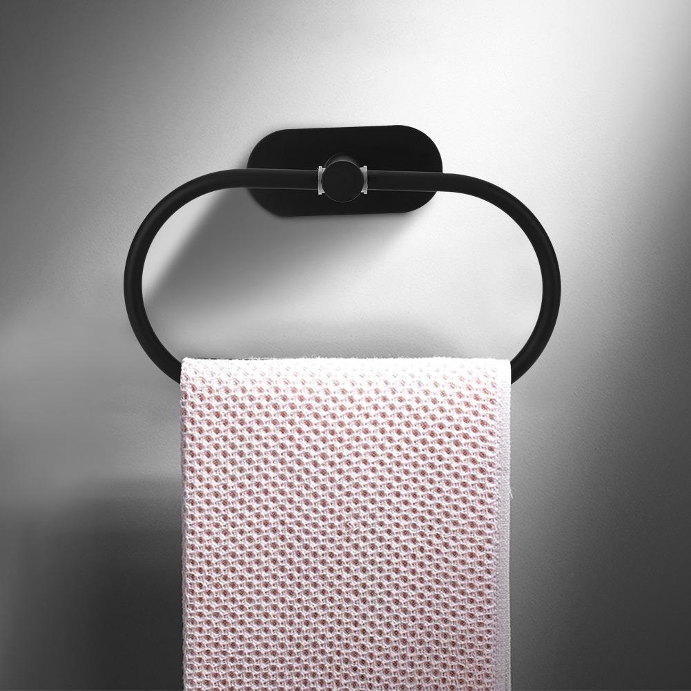 Bathroom 304 Stainless Steel Wall Mounted Towel Rack Storage Holder Shelf Black