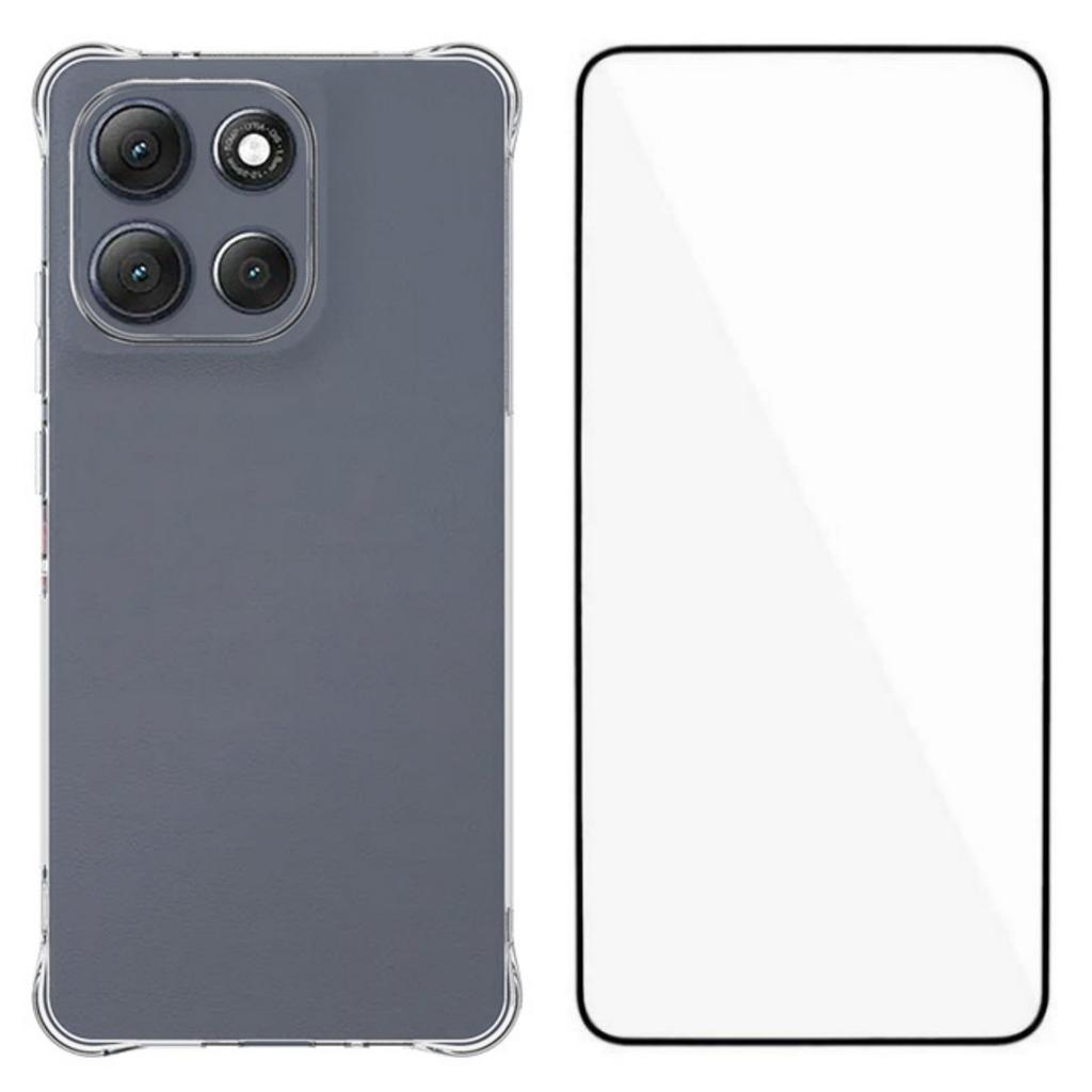 For Motorola Moto G86 Power 5G Case WANLONFENG WL Series 2.0mm TPU Phone Cover with Tempered Glass Film