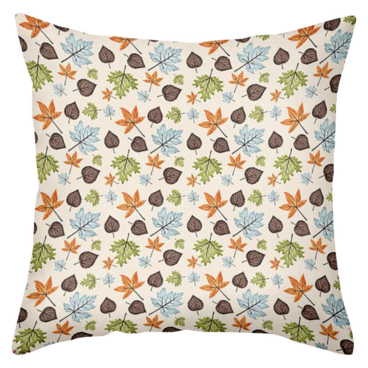 

1 pieces -2D flat printing Colorful Leaf Pattern Decorative Throw Pillow Covers Polyester pillowcase sofa decorative cushion cov 45x45cm