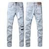 New Fashion Jeans Men streetwear Classic style Black Distressed Streetwear High Stretch Skinny Button Fly Ripped Trousers Brand