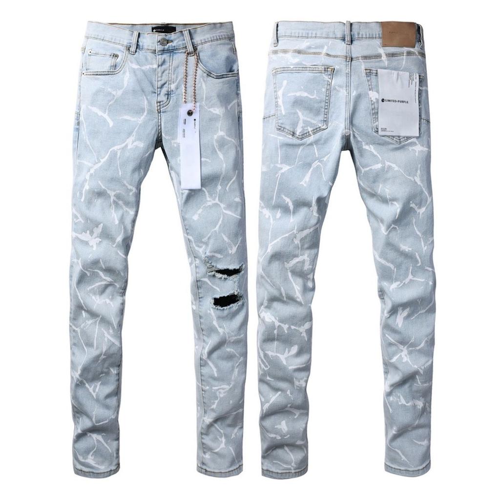 New Fashion Jeans Men streetwear Classic style Black Distressed Streetwear High Stretch Skinny Button Fly Ripped Trousers Brand