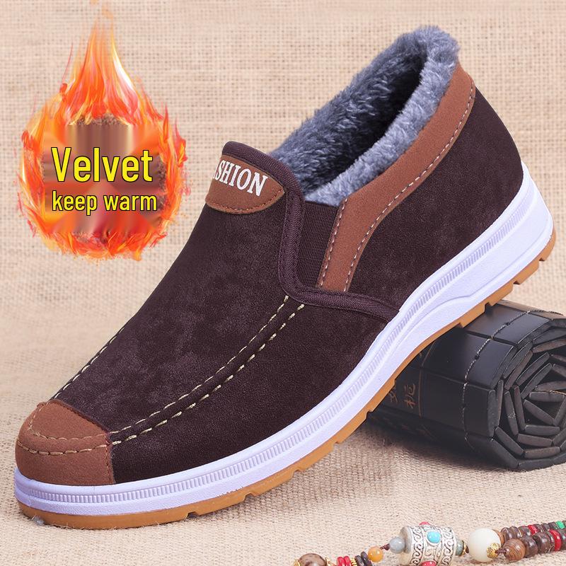 Men's Extra-Large Winter Cotton Shoes - Old Beijing Style, Warm for the Elderly